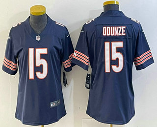 Women's Chicago Bears #15 Rome Odunze Navy Blue Vapor Limited Stitched Jersey