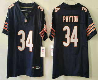 Women's Chicago Bears #34 Walter Payton Navy Blue 2023 FUSE Vapor Limited Stitched Jersey