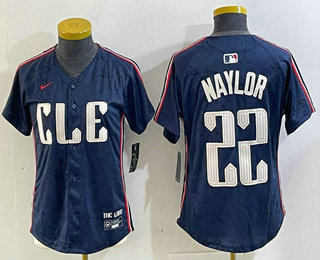 Women's Cleveland Guardians #22 Josh Naylor Navy 2024 City Connect Limited Stitched Jersey