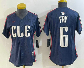 Women's Cleveland Guardians #6 David Fry Navy 2024 City Connect Limited Stitched Jersey