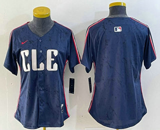 Women's Cleveland Guardians Blank Navy 2024 City Connect Limited Stitched Jersey