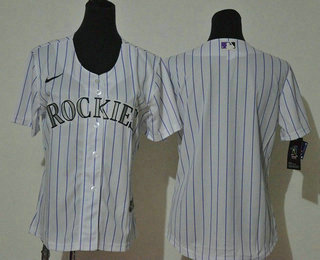 Women's Colorado Rockies Blank White Stitched MLB Cool Base Nike Jersey