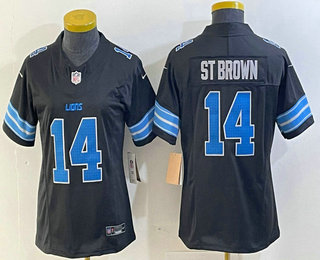 Women's Detroit Lions #14 Amon Ra St Brown Limited Black 2024 FUSE Vapor Jersey