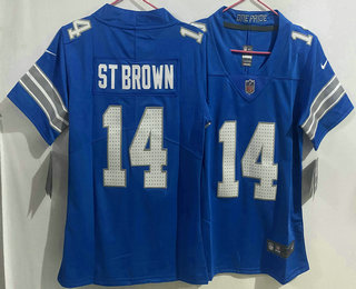 Women's Detroit Lions #14 Amon Ra St Brown Limited Blue 2024 Vapor Jersey