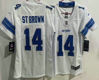 Women's Detroit Lions #14 Amon Ra St Brown Limited White 2024 Vapor Jersey