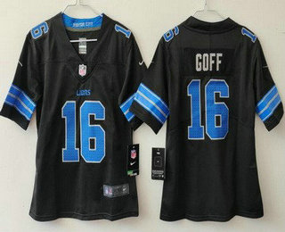 Women's Detroit Lions #16 Jared Goff Limited Black 2024 Vapor Jersey