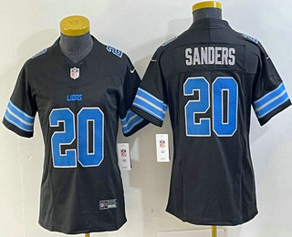 Women's Detroit Lions #20 Barry Sanders Limited Black 2024 FUSE Vapor Jersey