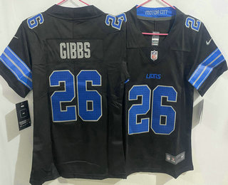 Women's Detroit Lions #26 Jahmyr Gibbs Limited Black 2024 Vapor Jersey