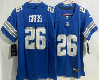 Women's Detroit Lions #26 Jahmyr Gibbs Limited Blue 2024 Vapor Jersey