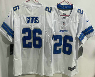 Women's Detroit Lions #26 Jahmyr Gibbs Limited White 2024 Vapor Jersey
