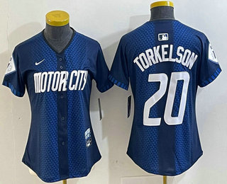 Women's Detroit Tigers #20 Spencer Torkelson 2024 Navy City Connect Cool Base Limited Stitched Jersey