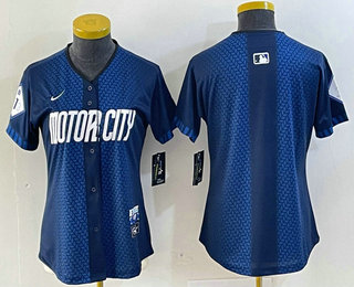 Women's Detroit Tigers Blank 2024 Navy City Connect Cool Base Limited Stitched Jersey
