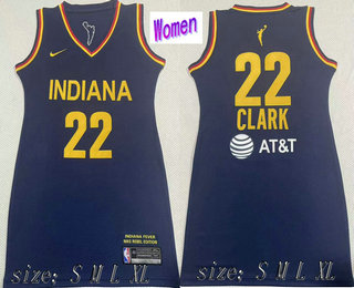 Women's Indiana Fever Caitlin Clark #22 Navy Blue Stitched Basketball Nike WNBA Dress