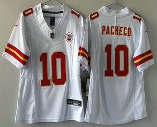 Women's Kansas City Chiefs #10 Isiah Pacheco White FUSE Limited Stitched Jersey