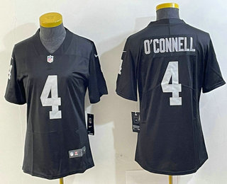 Women's Las Vegas Raiders #4 Aidan OConnell Black Vapor Stitched Jersey