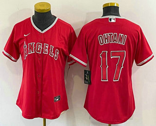 Women's Los Angeles Angels #17 Shohei Ohtani Red Stitched MLB Cool Base Nike Jersey