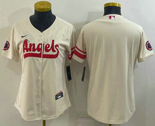 Women's Los Angeles Angels Blank Cream 2022 City Connect Cool Base Stitched Jersey