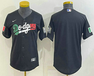 Women's Los Angeles Dodgers Blank Mexico Black Cool Base Stitched Baseball Jersey