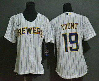 Women's Milwaukee Brewers #19 Robin Yount White Stitched MLB Cool Base Nike Jersey