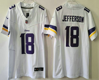 Women's Minnesota Vikings #18 Justin Jefferson Limited White FUSE Vapor Jersey
