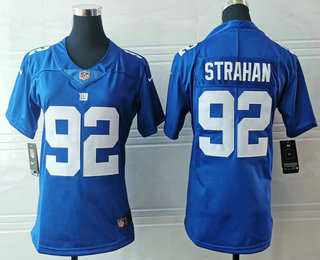 Women's New York Giants #92 Michael Strahan Blue 2017 Vapor Untouchable Stitched NFL Nike Limited Jersey