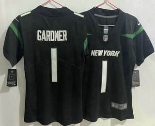 Women's New York Jets #1 Sauce Gardner 2022 Black Vapor Untouchable Limited Stitched Jersey