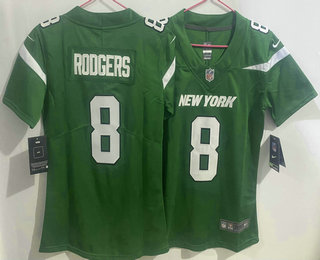 Women's New York Jets #8 Aaron Rodgers Green 2023 Vapor Untouchable Stitched Nike Limited Jersey