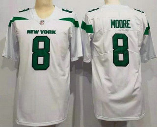 Women's New York Jets #8 Elijah Moore White 2021 Vapor Untouchable Stitched NFL Nike Limited Jersey