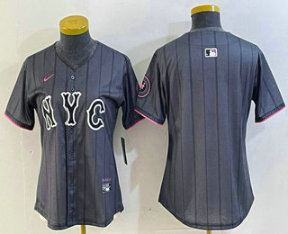 Women's New York Mets Blank Gray 2024 City Connect Cool Base Stitched Jersey