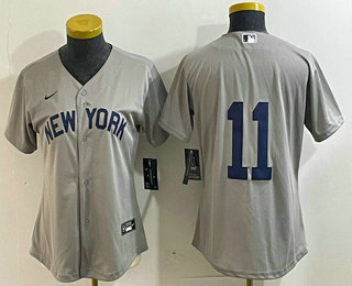 Women's New York Yankees #11 Anthony Volpe 2021 Grey Field of Dreams Cool Base Stitched Jersey