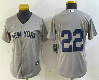 Women's New York Yankees #22 Juan Soto Gray Field of Dreams Cool Base Jersey