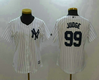 Women's New York Yankees #99 Aaron Judge White Home Stitched MLB Cool Base Jersey