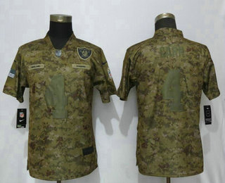 Women's Oakland Raiders #4 Derek Carr 2018 Camo Salute to Service Stitched NFL Nike Limited Jersey