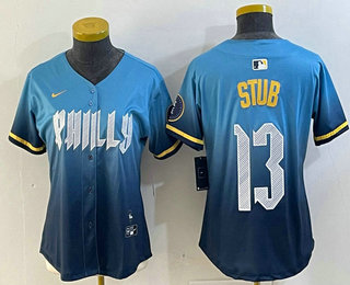 Women's Philadelphia Phillies #13 Stub Blue 2024 City Connect Limited Stitched Jersey