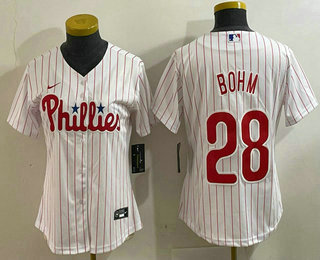 Women's Philadelphia Phillies #28 Alec Bohm White Cool Base Jersey