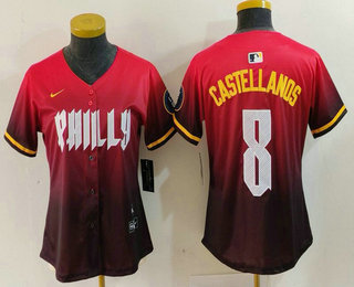 Women's Philadelphia Phillies #8 Nick Castellanos Red Red 2024 City Connect Limited Jersey