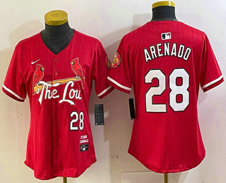Women's St Louis Cardinals #28 Nolan Arenado Red 2024 City Connect Limited Stitched Jersey