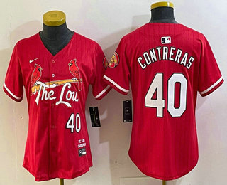 Women's St Louis Cardinals #40 Willson Contreras Red 2024 City Connect Limited Stitched Jersey