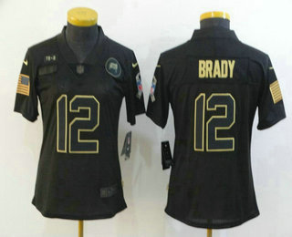 Women's Tampa Bay Buccaneers #12 Tom Brady Black 2020 Salute To Service Stitched NFL Nike Limited Jersey