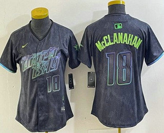 Women's Tampa Bay Rays #18 Shane McClanahan Charcoal 2024 City Connect Player Number Limited Cool Base Jersey
