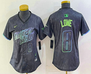 Women's Tampa Bay Rays #8 Brandon Lowe Charcoal 2024 City Connect Player Number Limited Cool Base Jersey