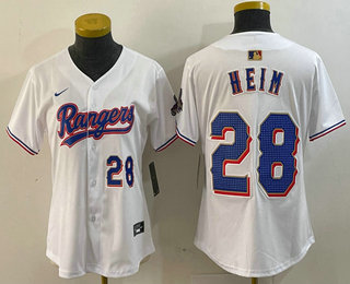 Women's Texas Rangers #28 Jonah Heim Number White 2024 Gold Collection Limited Cool Base Jersey 11