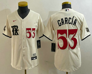 Women's Texas Rangers #53 Adolis Garcia Number Cream 2023 City Connect Cool Base Stitched Jersey 02