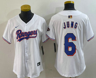 Women's Texas Rangers #6 Josh Jung White 2024 Gold Collection Limited Cool Base Jersey 13
