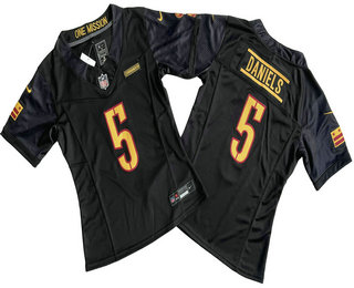 Women's Washington Commanders #5 Jayden Daniels Limited Black FUSE Vapor Jersey