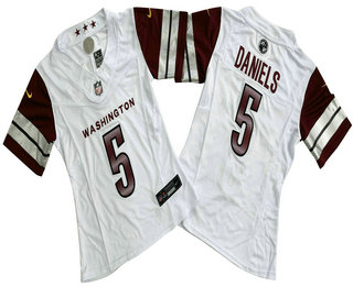 Women's Washington Commanders #5 Jayden Daniels Limited White FUSE Vapor Jersey