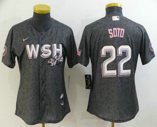 Women's Washington Nationals #22 Juan Soto 2022 Gray City Connect Cherry Blossom Cool Base Stitched Jersey