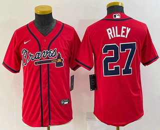 Youth Atlanta Braves #27 Austin Riley Red Stitched MLB Cool Base Nike Jersey