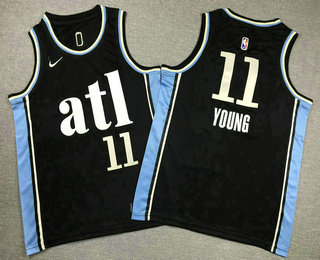 Youth Atlanta Hawks #11 Trae Young Black 2023 City Icon Swingman Jersey
