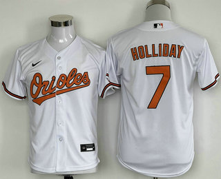 Youth Baltimore Orioles #7 Jackson Holliday White Cool Base Stitched Jersey